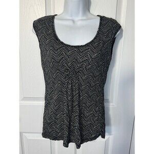 Ann Taylor LOFT Black Zigzag Sleeveless Top Size M